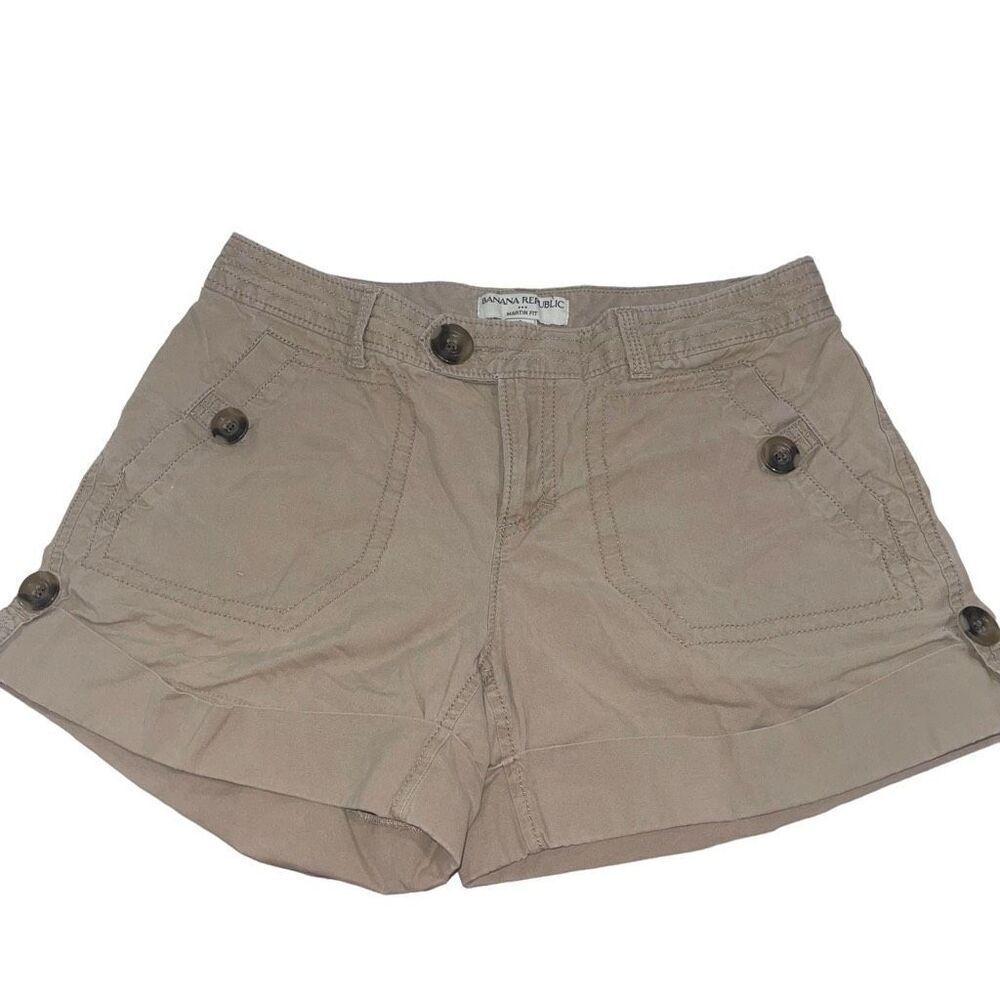 Banana Republic Khaki Martin Fit Cuffed Shorts -‎ Size 4